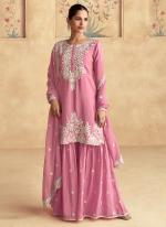 Silk Pink Party Wear Embroidery Work Readymade Sharara Suit